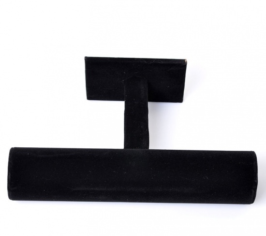 Bild von Harz & Velvet Schmuckhalter Schmuckständer in T Form für Armband Armreife Schwarz 23cmx14cm 1 Stück
