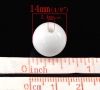 Image de Perle Bubblegum en Acrylique Opaque Rond Blanc 14mm Dia, Taille de Trou: 2.4mm, 100 PCs