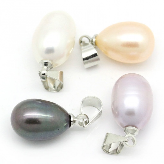 Picture of Pearl & Copper Pendants Oval Natural 21mm x 8mm - 18mm x 8mm, 10 PCs