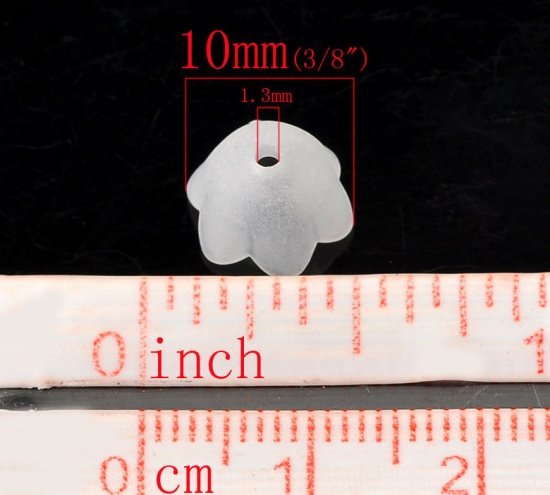 Picture of Frosted Acrylic Beads Lucite Flower White About 10mm x 9mm, Hole: Approx 1.3mm, 300 PCs