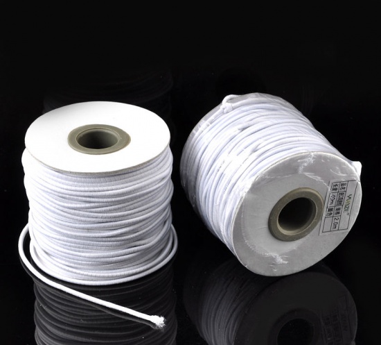Picture of 1 Roll(about 40M) White Elastic Cotton Covered Latex Thread Cord 2mm
