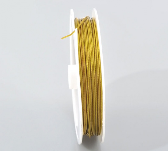 Picture of 1 Roll(Approx 15 M/Roll) Gold Tone Steel Beading Wire 0.8mm 