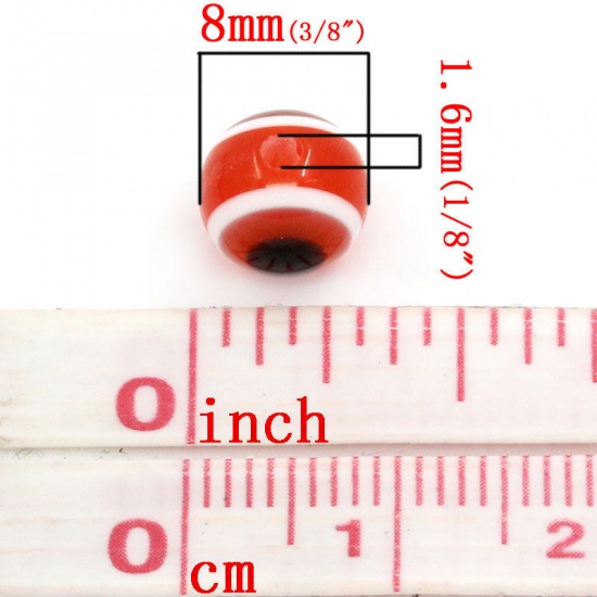 Изображение Бусины из Смолы "Злой Глаз" Полосатые Случайный 8мм, диаметр, 1.6мм, 300 шт/уп