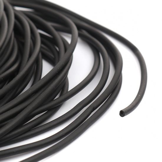 Picture of Rubber Jewelry Hollow Pipe Tube Cord Black 2.5mm, 10 M