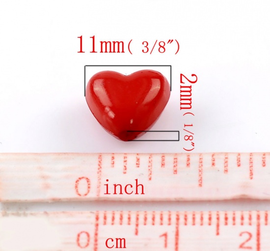 Bild von Acryl Undurchsichtig Perlen Herz Rot Poliert ca 11mm x 10mm Loch:ca 2mm 200 Stück