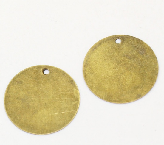 Bild von Eisenlegierung Charms Rund Bronzefarbe 20mm D., 200 Stück