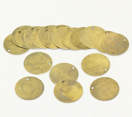 Bild von Eisenlegierung Charms Rund Bronzefarbe 20mm D., 200 Stück