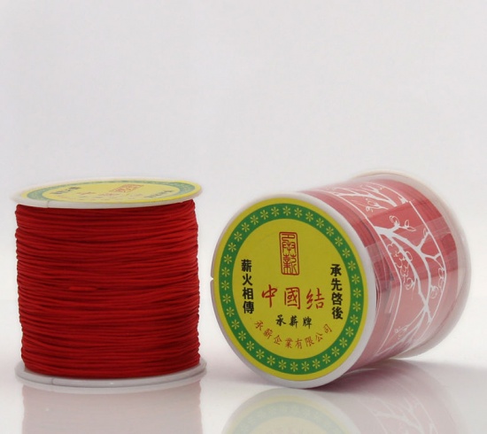 Изображение Шнур из дакрона Китайский Узел для Бисерплотения Красный 1мм, 1 Рулон (90M)