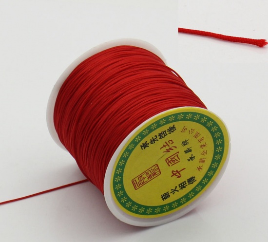 Изображение Шнур из дакрона Китайский Узел для Бисерплотения Красный 1мм, 1 Рулон (90M)