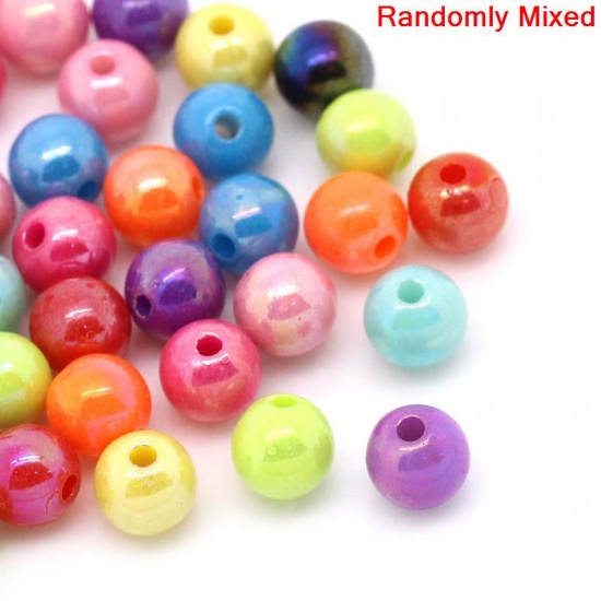 Picture of Acrylic Bubblegum Beads Ball At Random Mixed AB Color Polished About 6mm Dia, Hole: Approx 1.9mm, 500 PCs