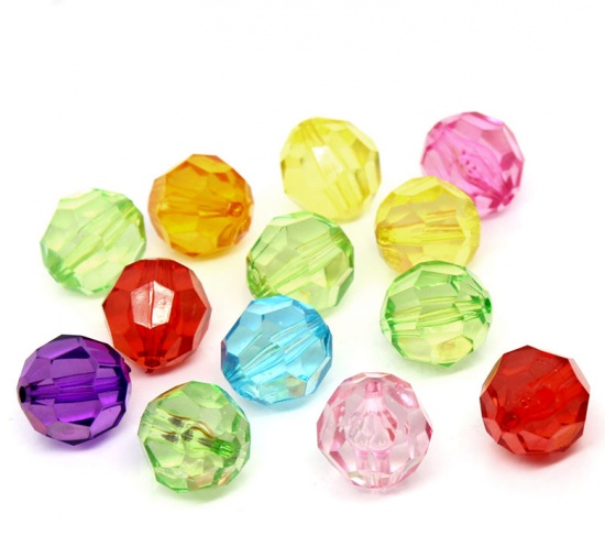 Picture of Transparent Acrylic Bubblegum Beads Ball At Random Mixed Faceted About 20mm Dia, Hole: Approx 2.5mm, 20 PCs