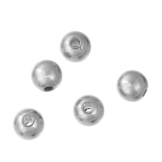 Picture of Acrylic Bubblegum Beads Ball Silver Tone About 8mm Dia, Hole: Approx 2mm, 200 PCs