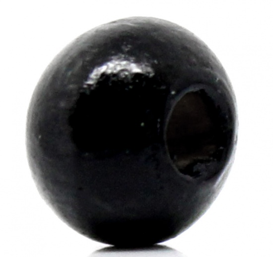 Picture of Wood Spacer Beads Round Black 6mm Dia,Hole:Approx 2mm,1000PCs