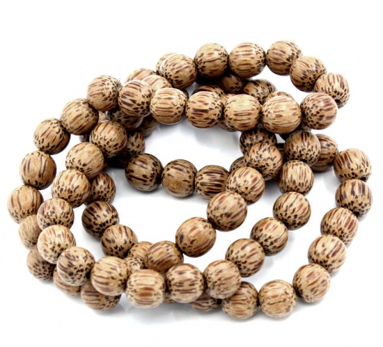 Picture of Wood Spacer Beads Coco Light Coffee 10mm Dia,72cm long,Hole:Approx 2.4mm,1 Strand(approx 80PCs)