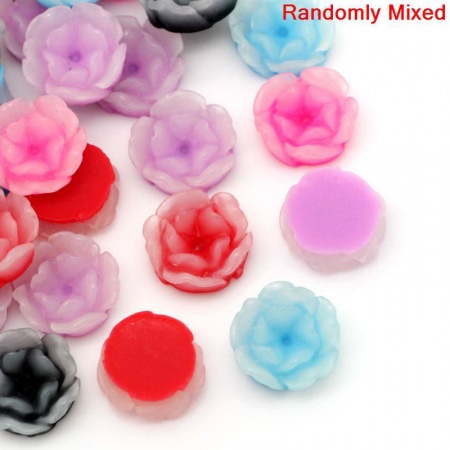 Resin Embellishment Flower At Random Color Mixed 13x13mm(4/8"x4/8"), 100 PCs