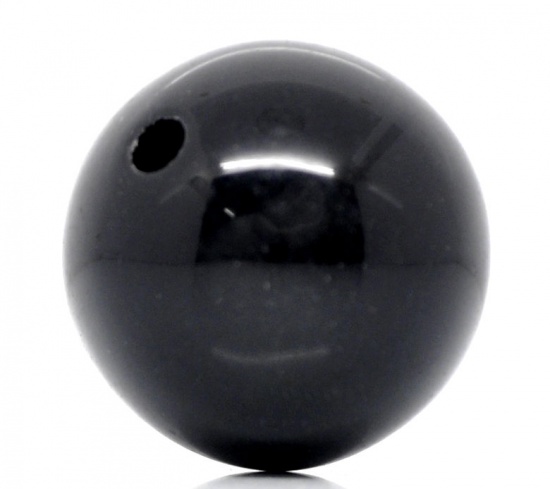 Picture of Acrylic Opaque Bubblegum Beads Ball Black Polished About 20mm Dia, Hole: Approx 2.6mm, 20 PCs