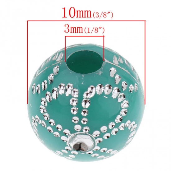 Bild von Acryl Silber Akzent Perlen Ball zufällig gemischt Blumen ca 10mm D Loch:ca 3mm 200 Stück