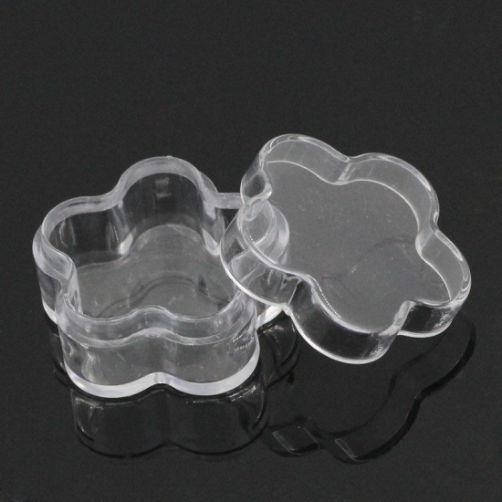 Picture of Plastic Beads Organizer Container Storage Box Flower Transparent 3.2cm x 3.1cm(1 2/8"x1 2/8"), 12 PCs