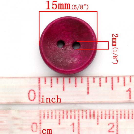 Immagine di Legno Bottone da Cucire ScrapbookBottone Tondo A Random Due Fori Nulla Disegno 15mm Dia, 100 Pz