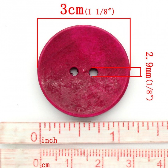 Picture of Wood Sewing Button Scrapbooking Round At Random Mixed 2 Holes 3cm(1 1/8") Dia, 50 PCs