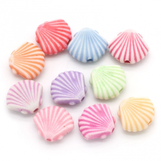 Picture of Acrylic Bubblegum Beads Shell At Random Mixed About 12mm x 10mm, Hole: Approx 1mm, 200 PCs