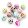 Picture of Acrylic Bubblegum Beads Ball At Random Mixed AB Color Stripe Pattern About 8mm Dia, Hole: Approx 1.5mm, 300 PCs