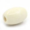 Immagine di Legno Separatori Perline Ovale Bianco Nulla Disegno Circa 12mm x 8mm, Foro: Circa 3mm, 300 Pz