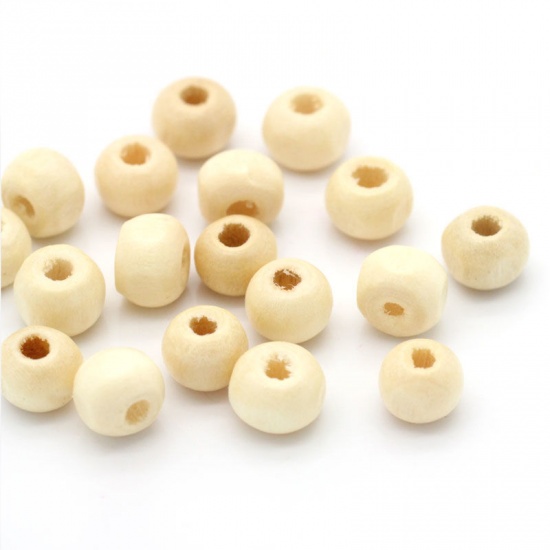 Picture of Wood Spacer Beads Round Natural 7x6mm,Hole:Approx 2mm,1000PCs