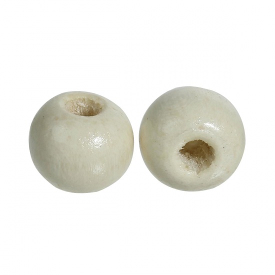 Immagine di Legno Separatori Perline Tondo Bianco Sporco Dia Circa 7mm-8mm, Foro: Circa 2.5mm, 500 Pz