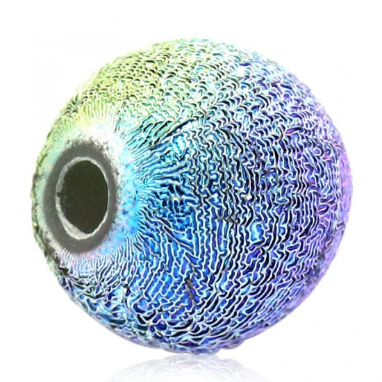 Picture of Acrylic Sparkledust Bubblegum Beads Ball Multicolor Wrinkled About 8mm Dia, Hole: Approx 1.5mm, 300 PCs