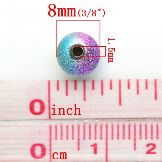 Picture of Acrylic Sparkledust Bubblegum Beads Ball Multicolor Wrinkled About 8mm Dia, Hole: Approx 1.5mm, 300 PCs