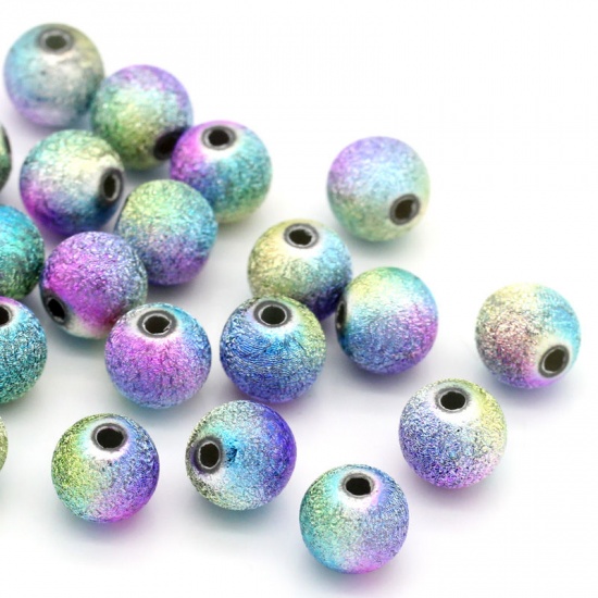 Picture of Acrylic Sparkledust Bubblegum Beads Ball Multicolor Wrinkled About 8mm Dia, Hole: Approx 1.5mm, 300 PCs