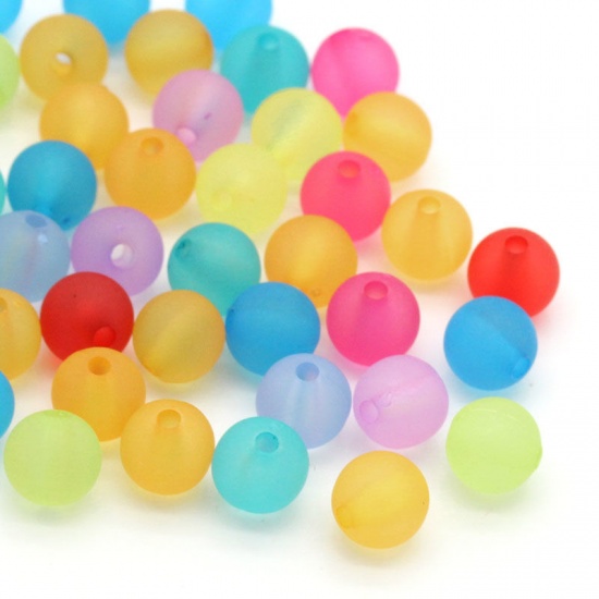 Immagine di Acrilato Separatori Perline Palla Colore Misto Smerigliato Circa 8mm Dia, Foro: Circa 1.5mm, 300 Pz