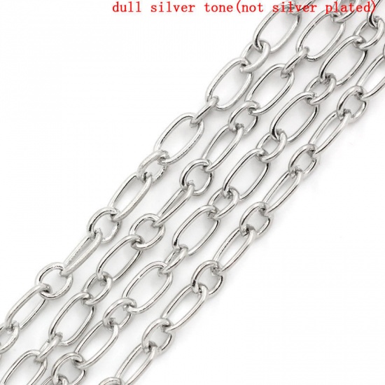 Image de Chaîne Maille Figaro 1/1 Ouvert en Fer Argent Mat 6.5x3.5mm 4x3.5mm, 10 M