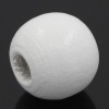 Picture of Wood Spacer Beads Round White Dyed 10mm Dia,Hole:Approx 3mm,200PCs