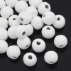 Bild von Holz Perlen Rund Weiß 10mm D., Loch: 3mm, 200 Stück