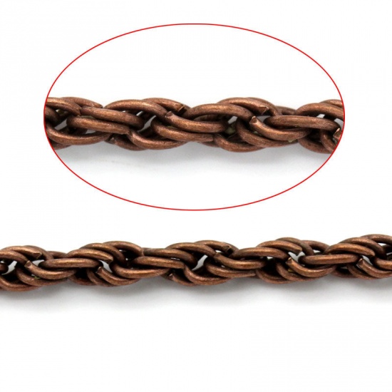 Picture of Iron Based Alloy Braiding Chain Findings Antique Copper 3x3mm( 1/8"x1/8"), 10 M