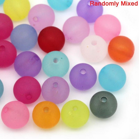 Picture of Acrylic Bubblegum Beads Ball At Random Mixed Frosted About 10mm Dia, Hole: Approx 1.6mm, 200 PCs
