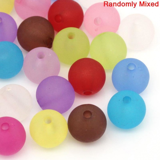 Picture of Acrylic Bubblegum Beads Ball At Random Mixed Frosted About 12mm Dia, Hole: Approx 2.3mm, 100 PCs