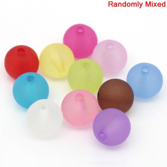 Picture of Acrylic Bubblegum Beads Ball At Random Mixed Frosted About 12mm Dia, Hole: Approx 2.3mm, 100 PCs
