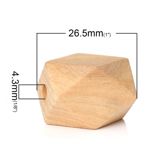 Picture of Wood Spacer Beads Polygon Natural 26.5x20mm Hole:Approx 4.3mm,20PCs