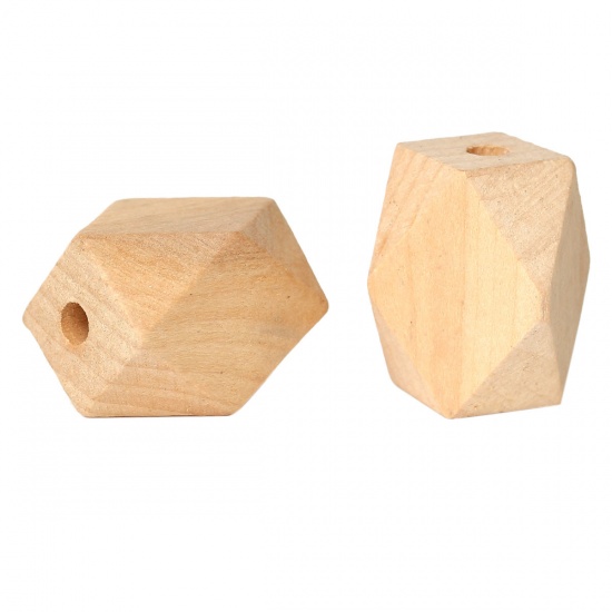 Picture of Wood Spacer Beads Polygon Natural 26.5x20mm Hole:Approx 4.3mm,20PCs