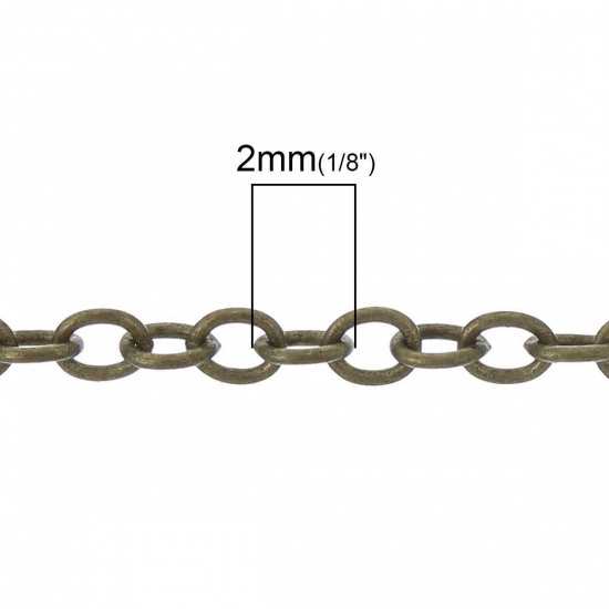 Picture of Iron Based Alloy Soldered Link Cable Chain Findings Antique Bronze 2x1.5mm, 10 M