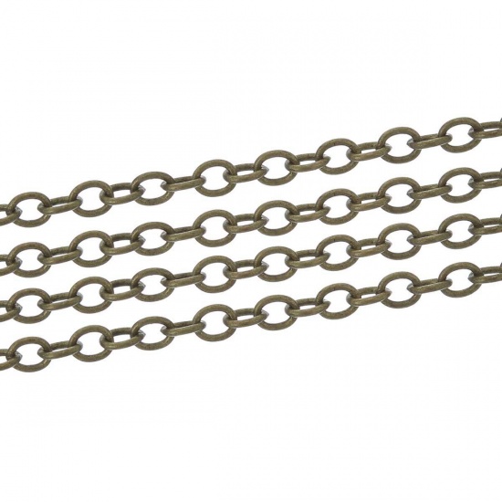 Picture of Iron Based Alloy Soldered Link Cable Chain Findings Antique Bronze 2x1.5mm, 10 M