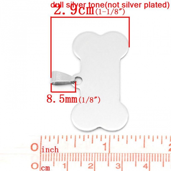 Image de PendentifsÉtiquettes d'Estampage Vierges en 304 Acier Inoxydable OS Argent Mat Polissage Unilatéral 29mm x 40mm, 10 Pcs