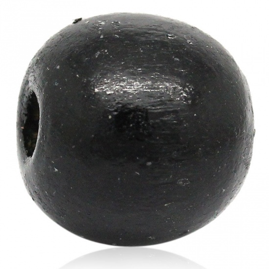Picture of Wood Spacer Beads Round Dyed Black 14mm Dia,Hole:Approx 4mm,100PCs