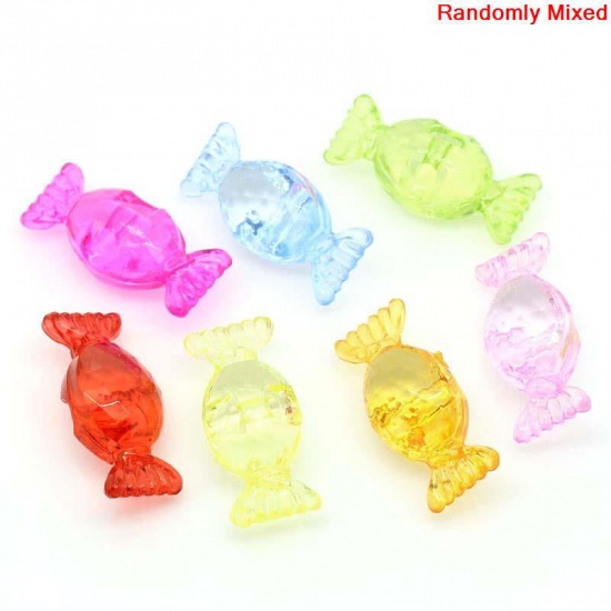 Picture of Transparent Acrylic Bubblegum Beads Candy At Random Mixed About 29mm x 13mm, Hole: Approx 2.5mm, 50 PCs