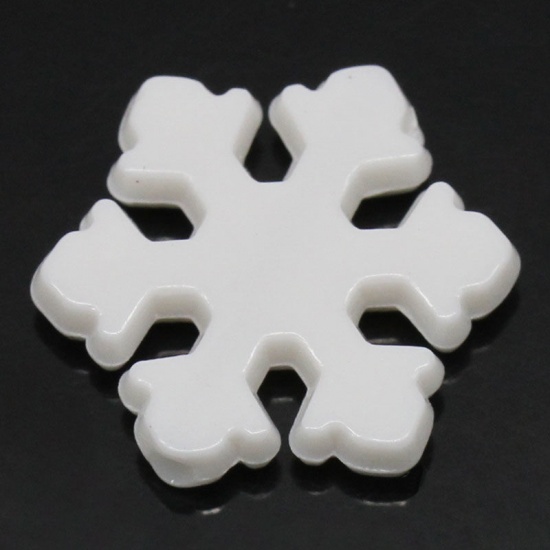 Picture of Acrylic Spacer Beads Christmas Snowflake White About 12mm x 13mm, Hole: Approx 1.2mm, 500 PCs