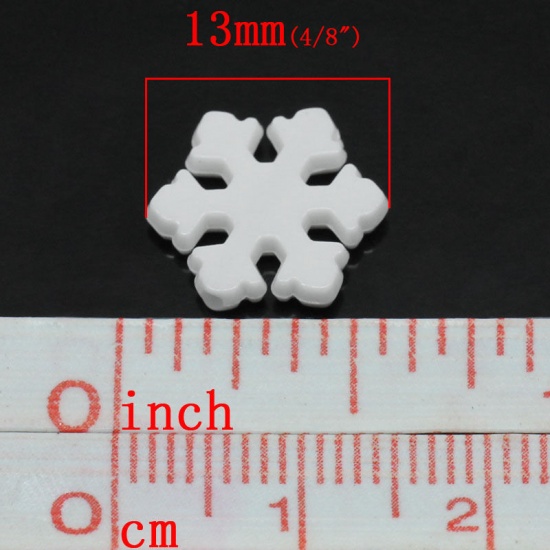 Picture of Acrylic Spacer Beads Christmas Snowflake White About 12mm x 13mm, Hole: Approx 1.2mm, 500 PCs