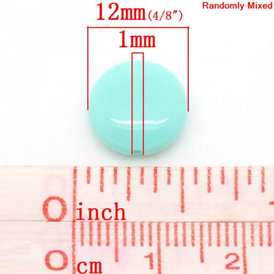 Picture of Pastel Acrylic Beads Round At Random Mixed About 12mm x 5mm, Hole: Approx 1mm, 200 PCs